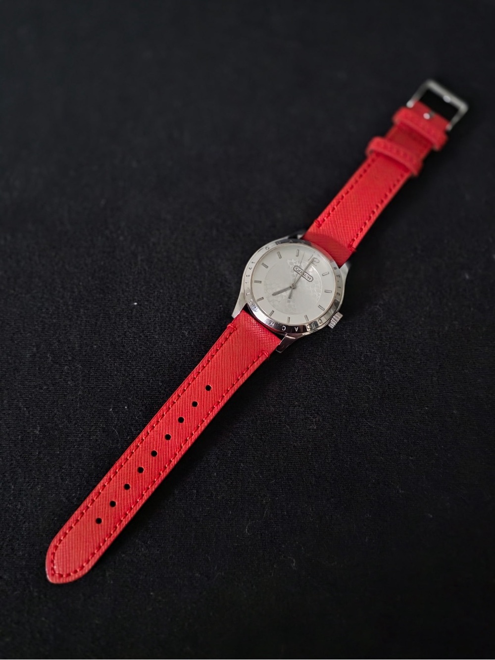 Coach Women’s Classic Red Leather Stainless Steel Water Resistant Analog Watch